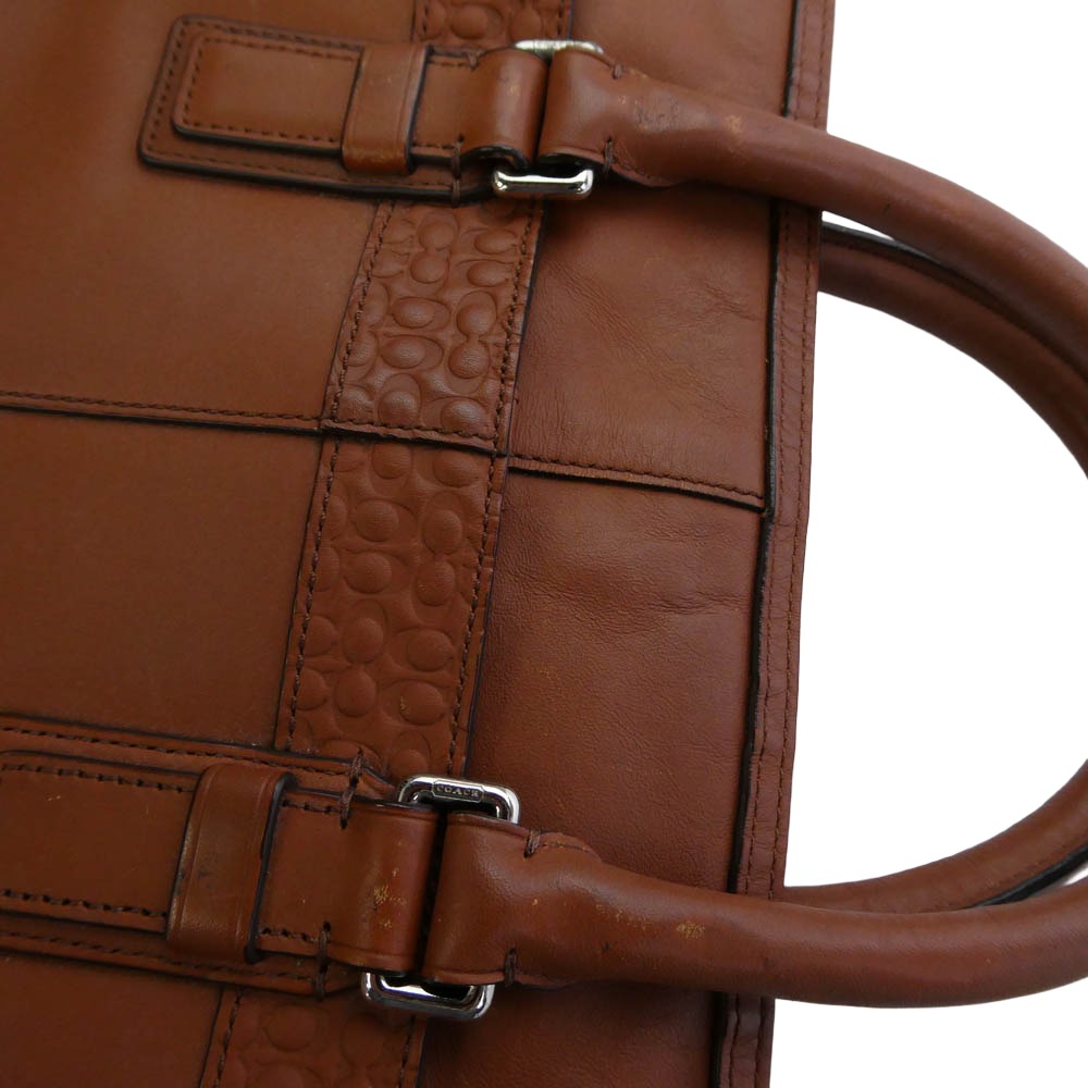 COACH コーチ F70454 グラム レザー シグネチャー ビジネスバッグ ブリーフケース ブラウン系【中古】