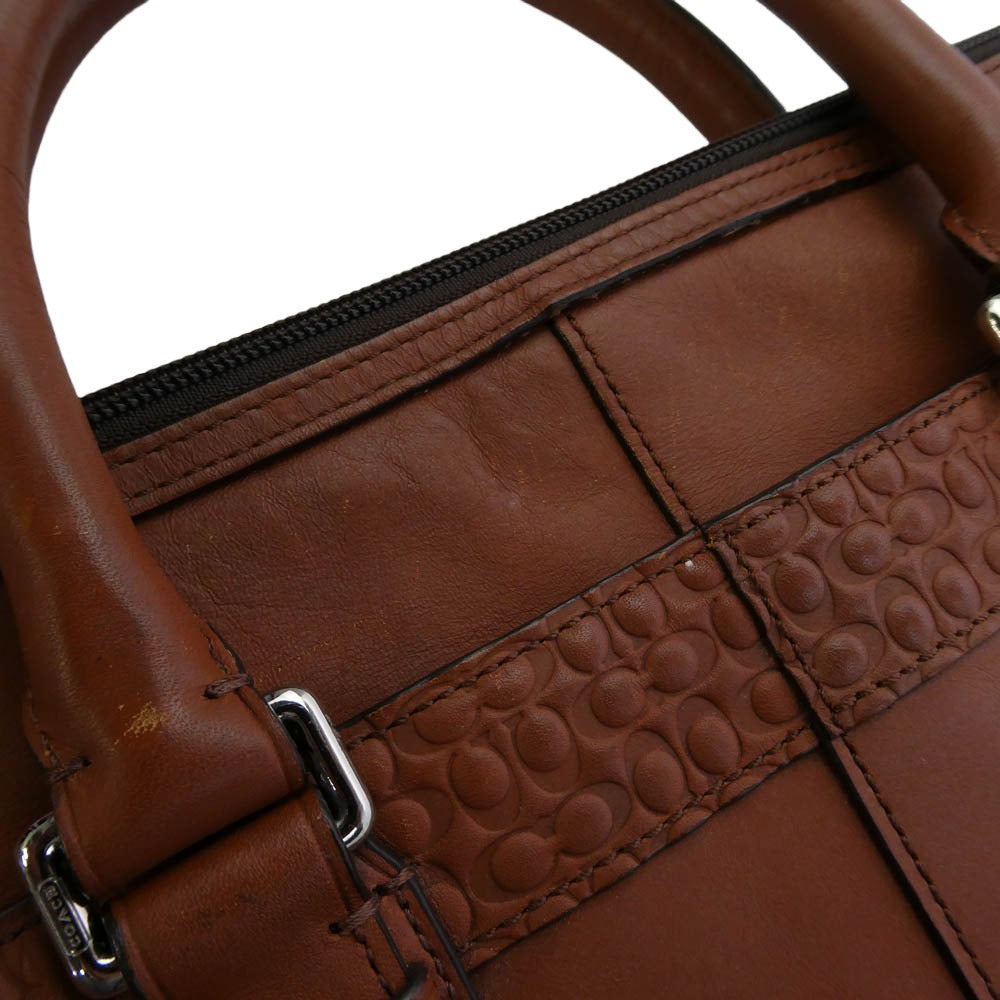 COACH コーチ F70454 グラム レザー シグネチャー ビジネスバッグ ブリーフケース ブラウン系【中古】