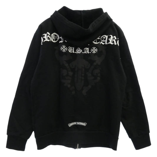 CHROME HEARTS クロムハーツ（原本無） SWTSHRT HD ZIP ダガージップ バックアーチ ロゴジップ フーディ パーカー ブラック系 M【中古】