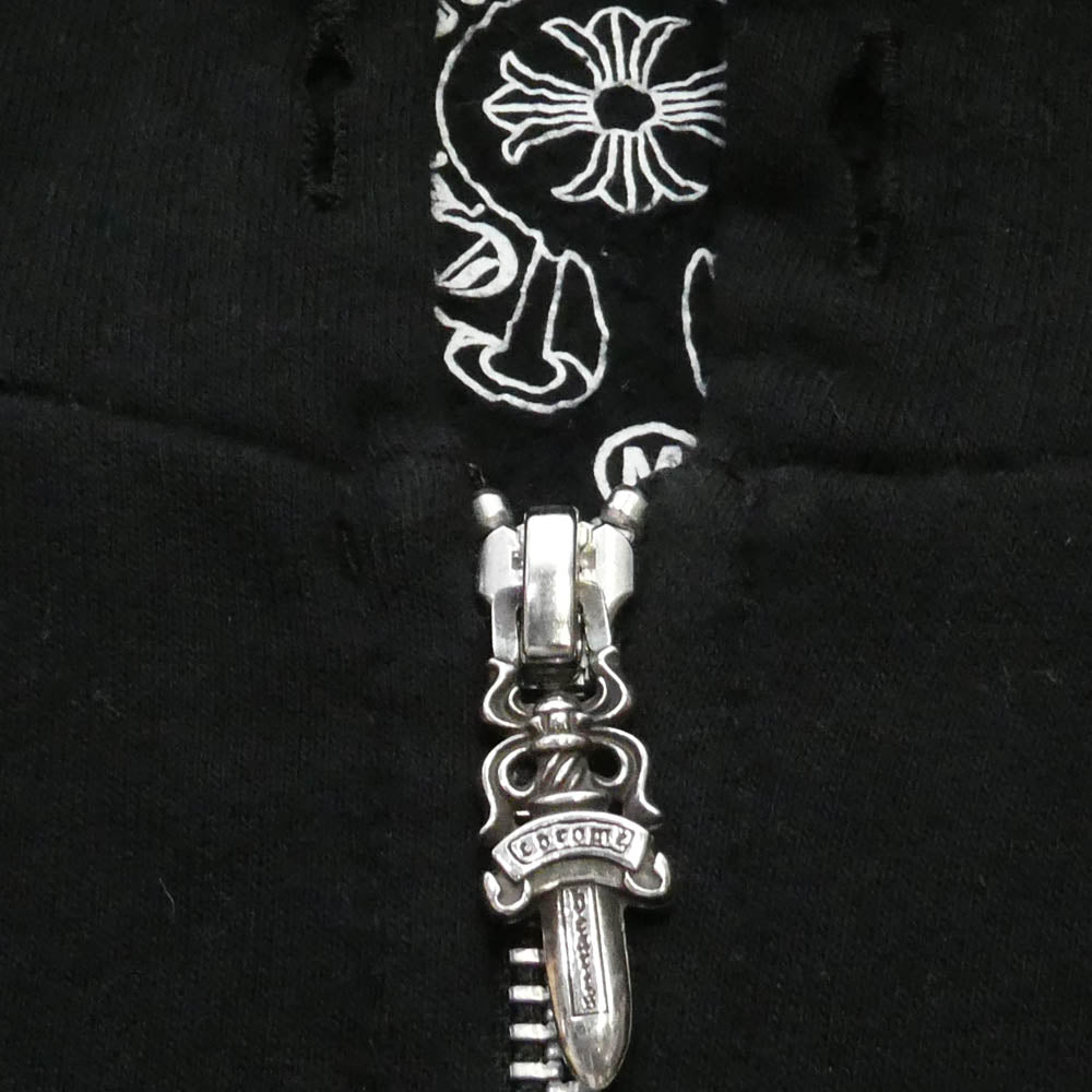 CHROME HEARTS クロムハーツ（原本無） SWTSHRT HD ZIP ダガージップ バックアーチ ロゴジップ フーディ パーカー ブラック系 M【中古】