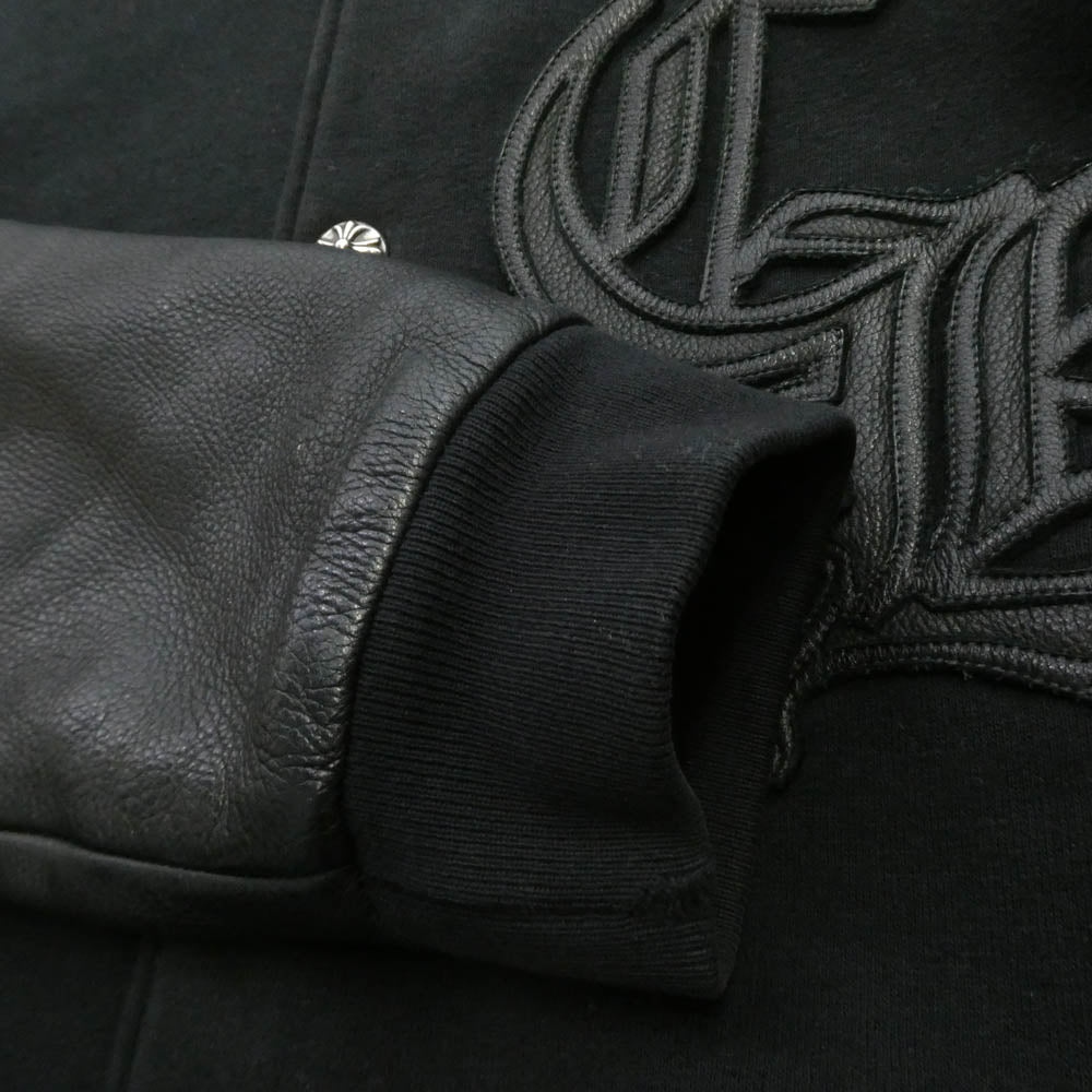 CHROME HEARTS クロムハーツ（原本無） JKT GRP NOT BOMBER CH ワッペンレザー 切り替え スタジャン ブルゾン ブラック系 M【中古】