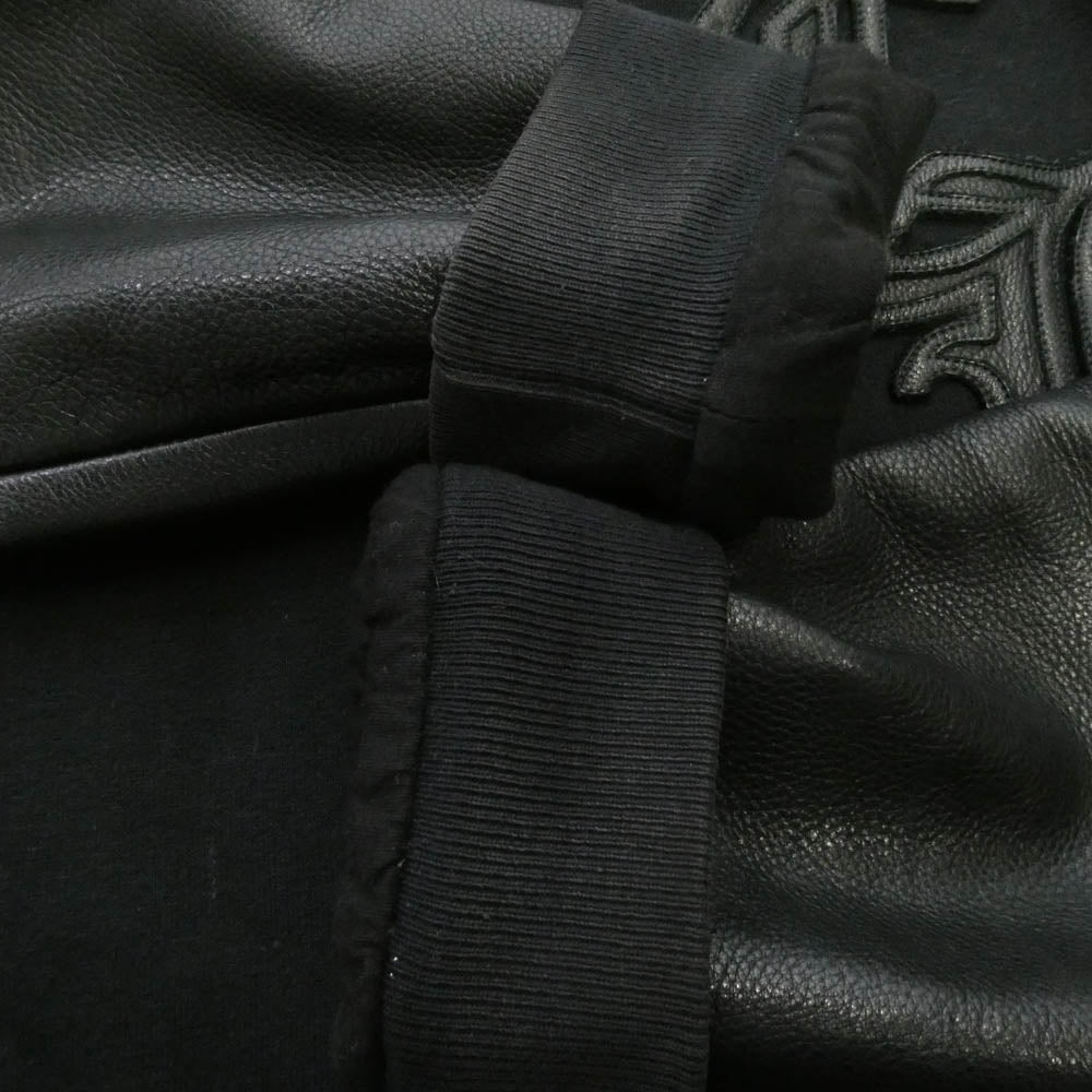 CHROME HEARTS クロムハーツ（原本無） JKT GRP NOT BOMBER CH ワッペンレザー 切り替え スタジャン ブルゾン ブラック系 M【中古】