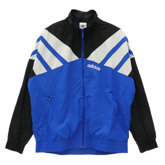 adidas アディダス JX3052 ロゴ刺繍 トラックトップ ジャケット ブルゾン ブルー系 ブラック系 JA 2XL【美品】【中古】