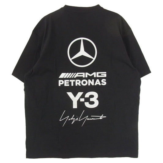Y-3 Yohji Yamamoto ワイスリー ヨウジヤマモト KR2373 MERCEDES-AMG PETRONAS FORMULA 1 TEAM LOGO STACK SHORT SLEEVE TEE メルセデスベンツ チームロゴ 半袖 Tシャツ カットソー ブラック系 L【新古品】【未使用】【中古】