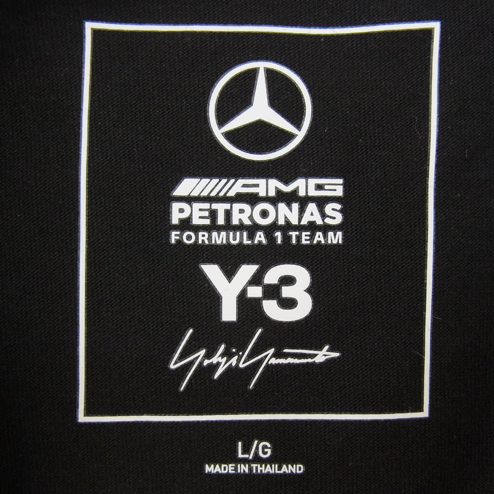 Y-3 Yohji Yamamoto ワイスリー ヨウジヤマモト KR2373 MERCEDES-AMG PETRONAS FORMULA 1 TEAM LOGO STACK SHORT SLEEVE TEE メルセデスベンツ チームロゴ 半袖 Tシャツ カットソー ブラック系 L【新古品】【未使用】【中古】