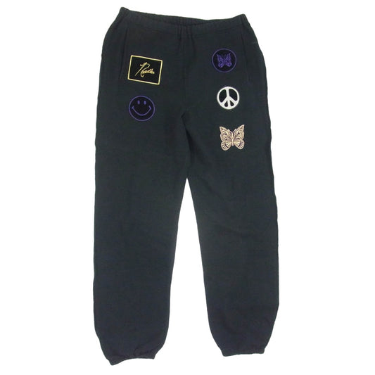 Needles ニードルス STUDIOUS ステュディオス LQ379 STUDIOS別注 5ICONS PATCH SWEAT PANT 5アイコン ワッペン スウェット パンツ ブラック系 M【中古】