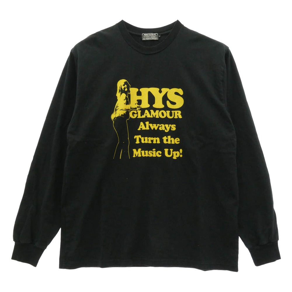 HYSTERIC GLAMOUR ヒステリックグラマー 25AW 02253CL06 SUPER KINKY SOUNDS T-shirt スーパー キンキー サウンド プリント ロンT 長袖 Tシャツ カットソー ブラック系 L【中古】
