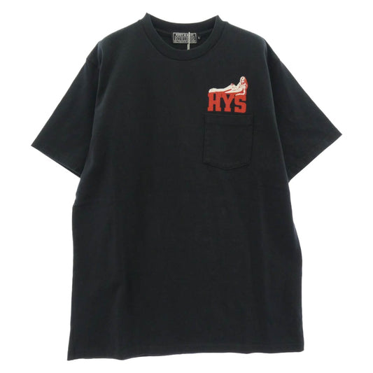 HYSTERIC GLAMOUR ヒステリックグラマー 26SS 02261CT21 I WANT MORE HYS ポケット付き プリント 半袖 Tシャツ ブラック系 L【美品】【中古】