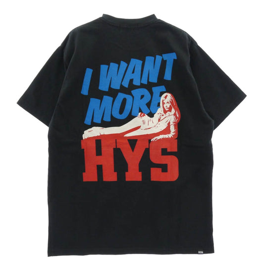 HYSTERIC GLAMOUR ヒステリックグラマー 26SS 02261CT21 I WANT MORE HYS ポケット付き プリント 半袖 Tシャツ ブラック系 L【美品】【中古】