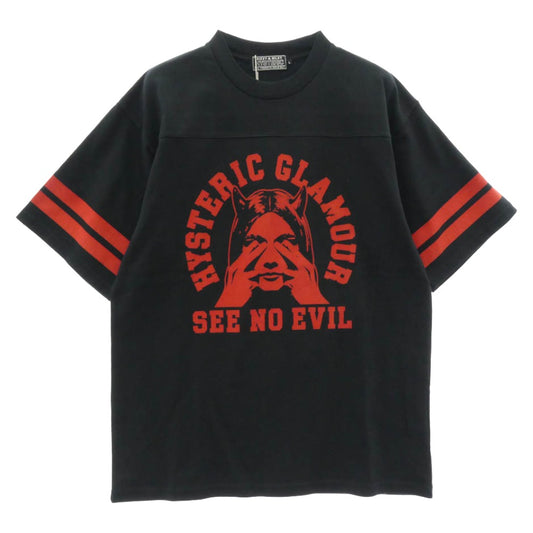HYSTERIC GLAMOUR ヒステリックグラマー 26SS 02261CT20 SEE NO EVIL プリント 半袖 Tシャツ ブラック系 L【中古】