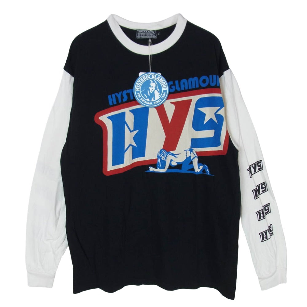 HYSTERIC GLAMOUR ヒステリックグラマー 26SS 02261CL06 DART TRACK ロンT 長袖 Tシャツ カットソー ブラック系 L【美品】【中古】