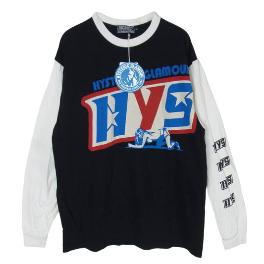 HYSTERIC GLAMOUR ヒステリックグラマー 26SS 02261CL06 DART TRACK ロンT 長袖 Tシャツ カットソー ブラック系 L【美品】【中古】