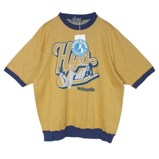 HYSTERIC GLAMOUR ヒステリックグラマー 26SS 02261CT15 AUTHENTIC オーセンティック ジャカード 半袖 Tシャツ イエロー系 L【美品】【中古】