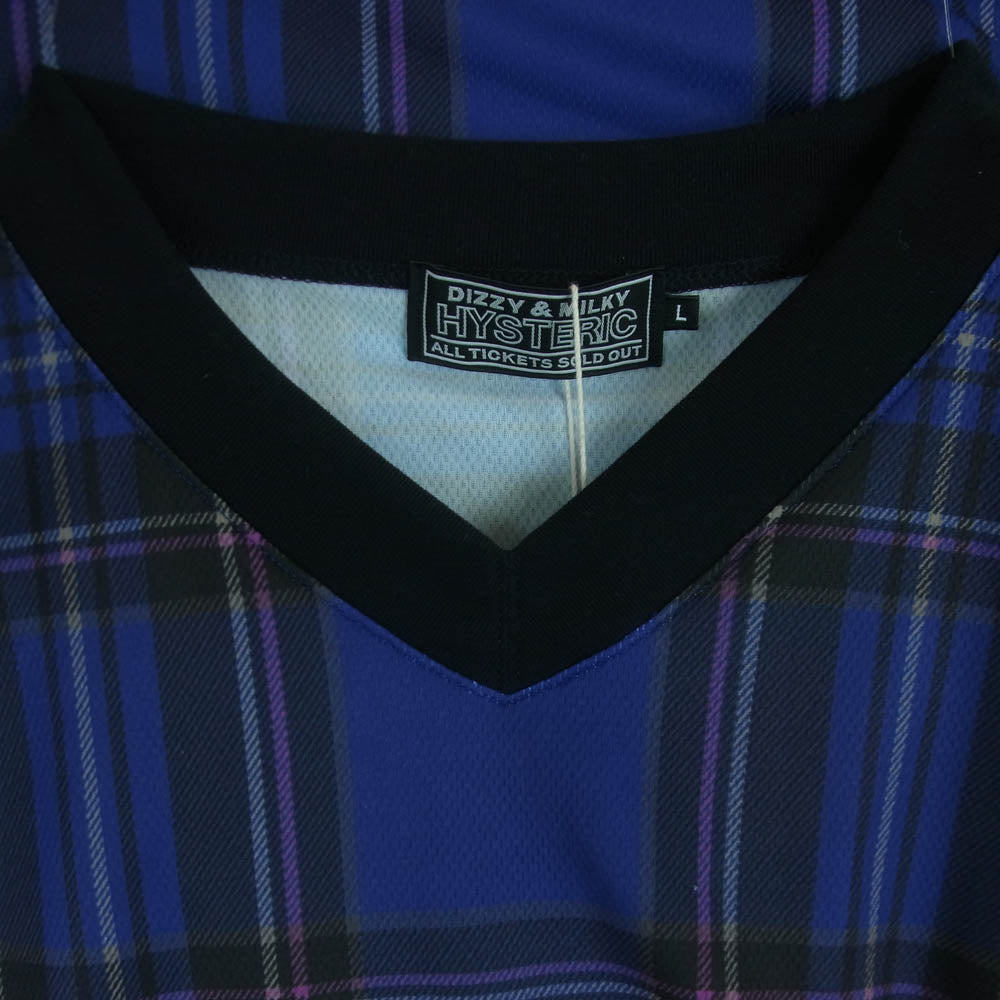 HYSTERIC GLAMOUR ヒステリックグラマー 26SS 02261CT42 GUITAR GIRL 84 ギターガール フットボール 半袖 Tシャツ ブルー系 BLUE L【極上美品】【中古】