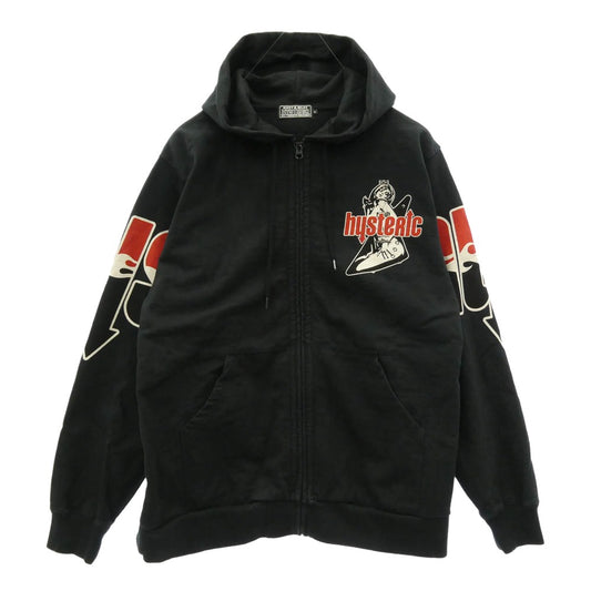 HYSTERIC GLAMOUR ヒステリックグラマー 26SS 02261CF01 HYS FLARE LOGO フレア ロゴ ジップアップ フーディー パーカー ブラック系 L【中古】