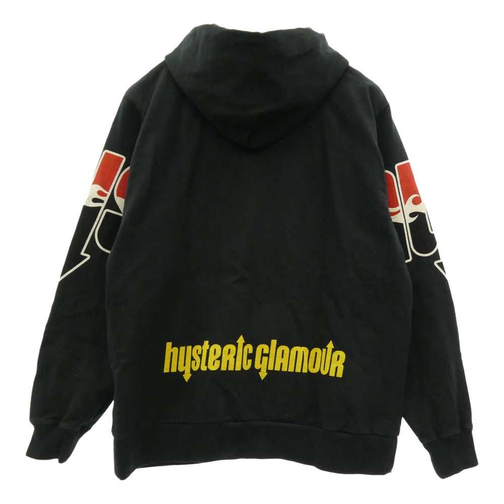 HYSTERIC GLAMOUR ヒステリックグラマー 26SS 02261CF01 HYS FLARE LOGO フレア ロゴ ジップアップ フーディー パーカー ブラック系 L【中古】