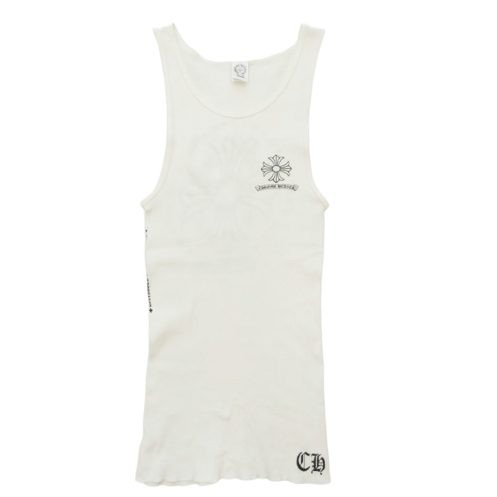CHROME HEARTS クロムハーツ（原本無） TANK TOP HOLLYWOOD CHプラス スクロールラベル プリント タンクトップ ホワイト系 ブラック系 M【中古】