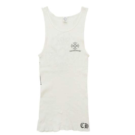 CHROME HEARTS クロムハーツ（原本無） TANK TOP HOLLYWOOD CHプラス スクロールラベル プリント タンクトップ ホワイト系 ブラック系 M【中古】