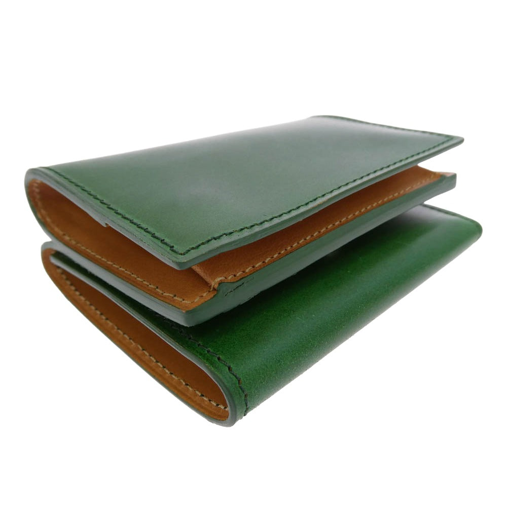 フラソリティ FM710 waterOil Cordovan Long Wallet 水染め ウォーターオイル コードバン 3フォールド 三つ折り ウォレット 長財布 グリーン グリーン系【極上美品】【中古】