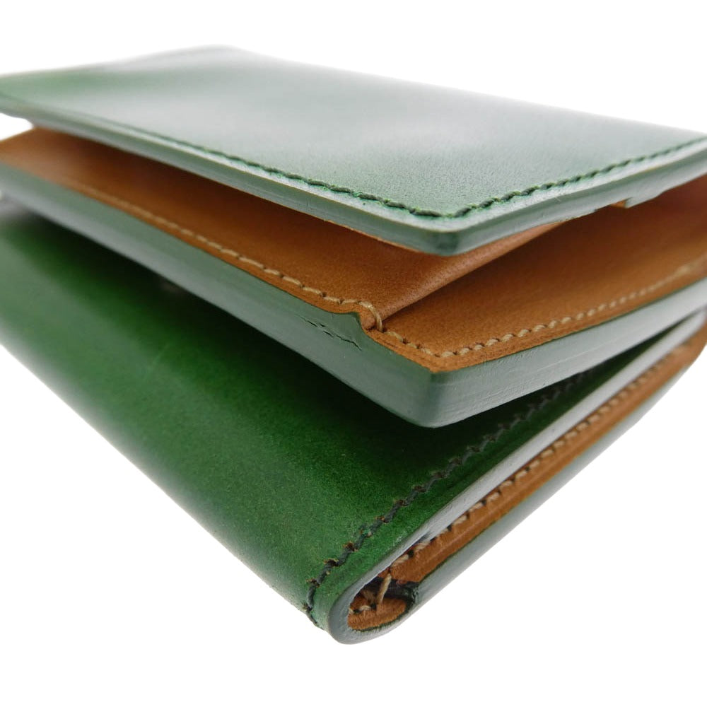 フラソリティ FM710 waterOil Cordovan Long Wallet 水染め ウォーターオイル コードバン 3フォールド 三つ折り ウォレット 長財布 グリーン グリーン系【極上美品】【中古】