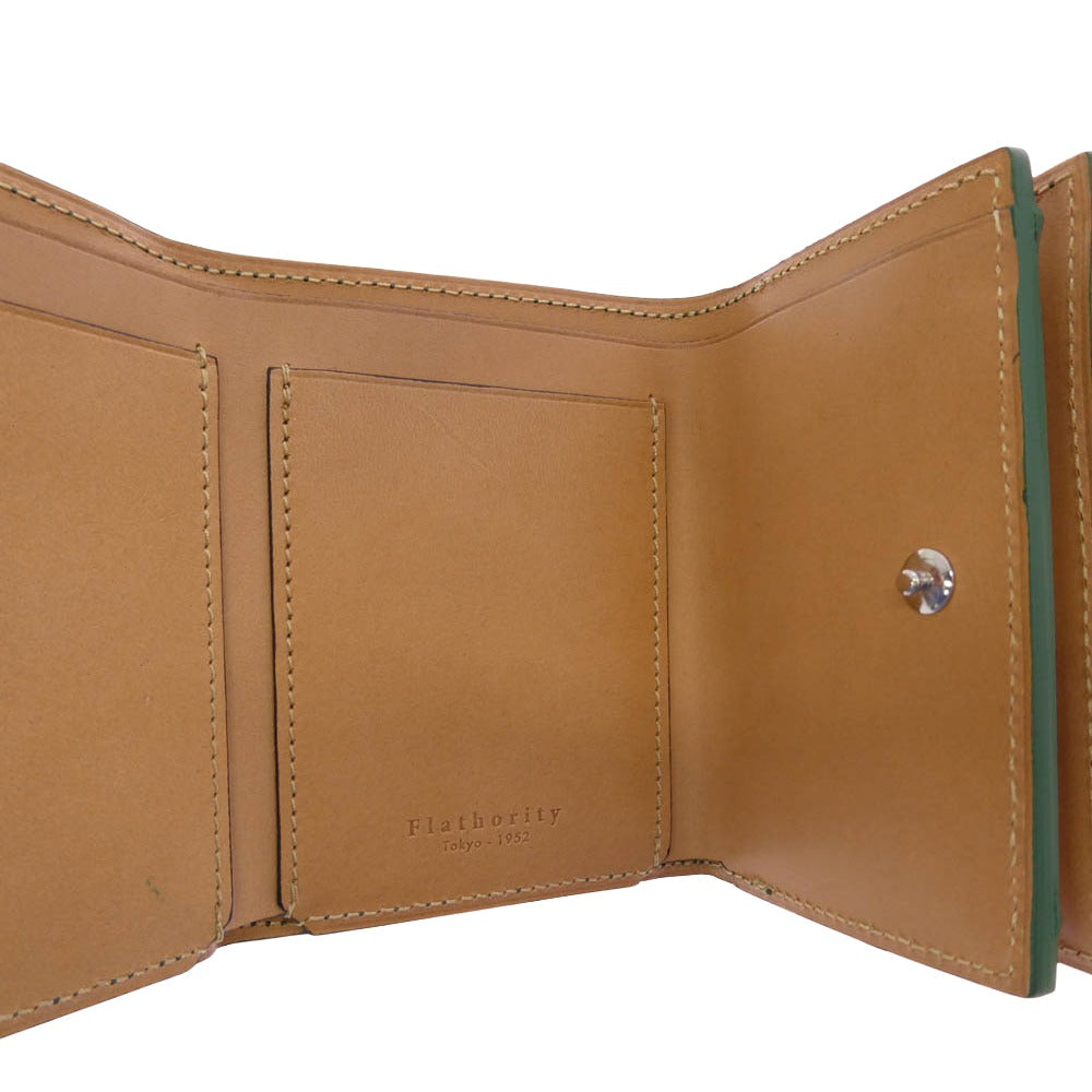 フラソリティ FM710 waterOil Cordovan Long Wallet 水染め ウォーターオイル コードバン 3フォールド 三つ折り ウォレット 長財布 グリーン グリーン系【極上美品】【中古】