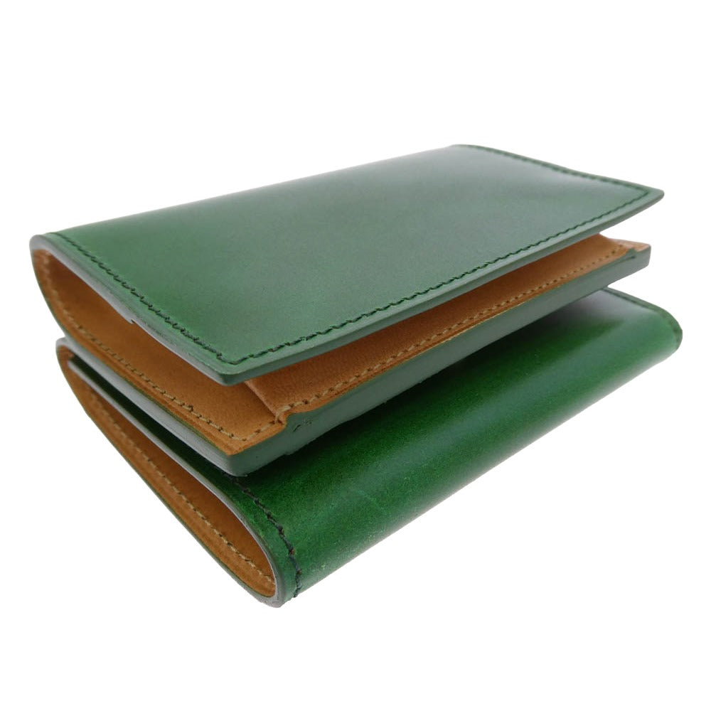 フラソリティ FM710 waterOil Cordovan Long Wallet 水染め ウォーターオイル コードバン 3フォールド 三つ折り ウォレット 長財布 グリーン グリーン系【極上美品】【中古】