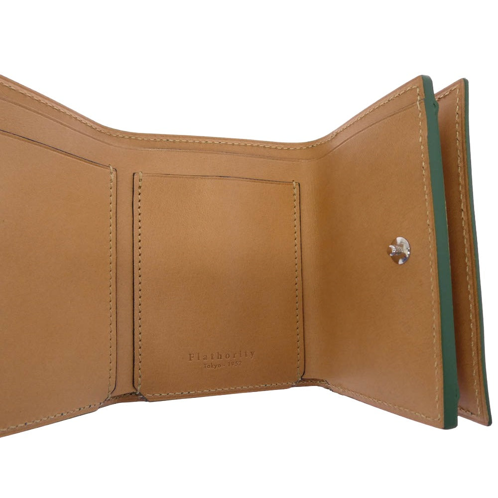 フラソリティ FM710 waterOil Cordovan Long Wallet 水染め ウォーターオイル コードバン 3フォールド 三つ折り ウォレット 長財布 グリーン グリーン系【極上美品】【中古】