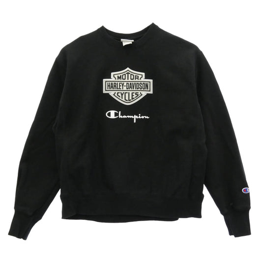 Champion チャンピオン reverse weave 単タグ復刻 リバース ウィーブ ハーレーダビッドソン ロゴ スウェット ブラック系 XL【中古】