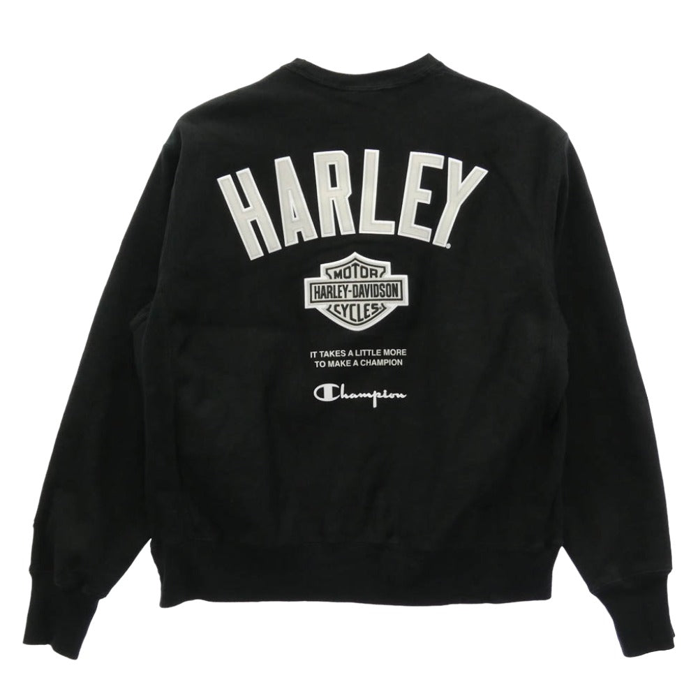 Champion チャンピオン reverse weave 単タグ復刻 リバース ウィーブ ハーレーダビッドソン ロゴ スウェット ブラック系 XL【中古】