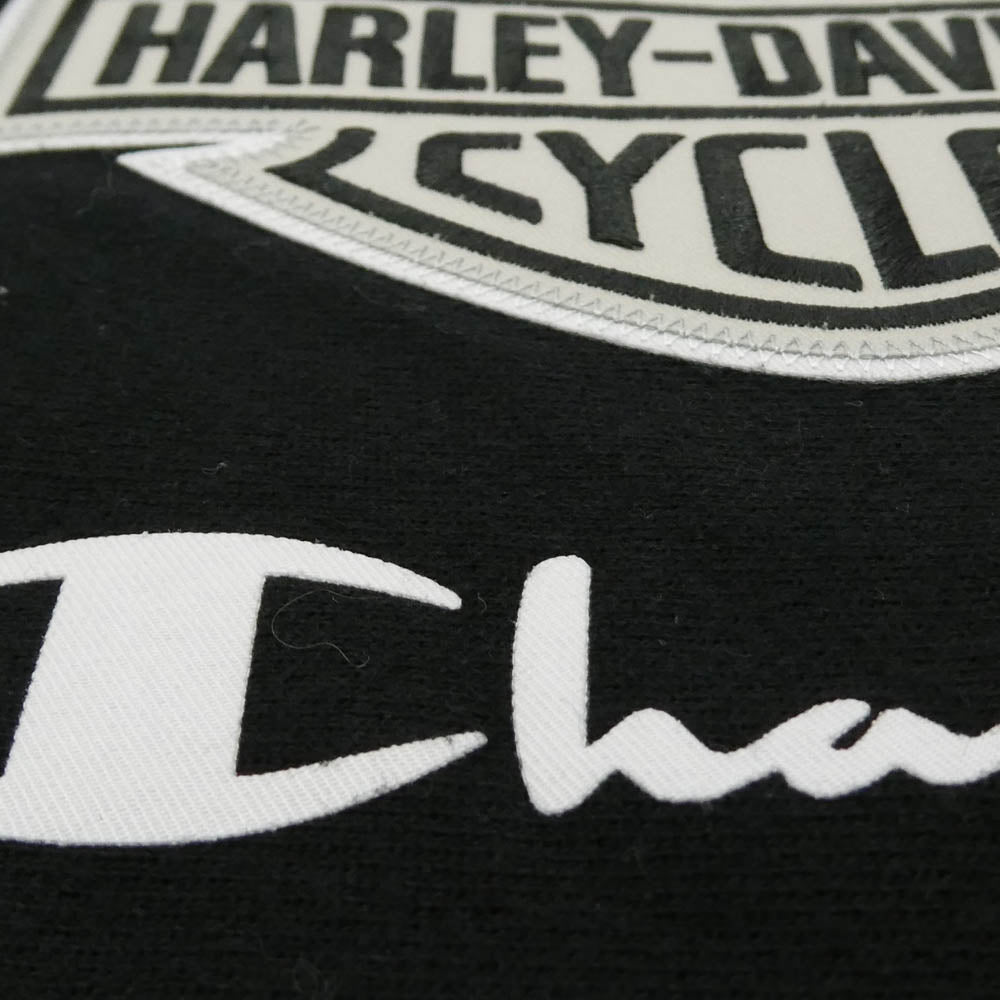 Champion チャンピオン reverse weave 単タグ復刻 リバース ウィーブ ハーレーダビッドソン ロゴ スウェット ブラック系 XL【中古】