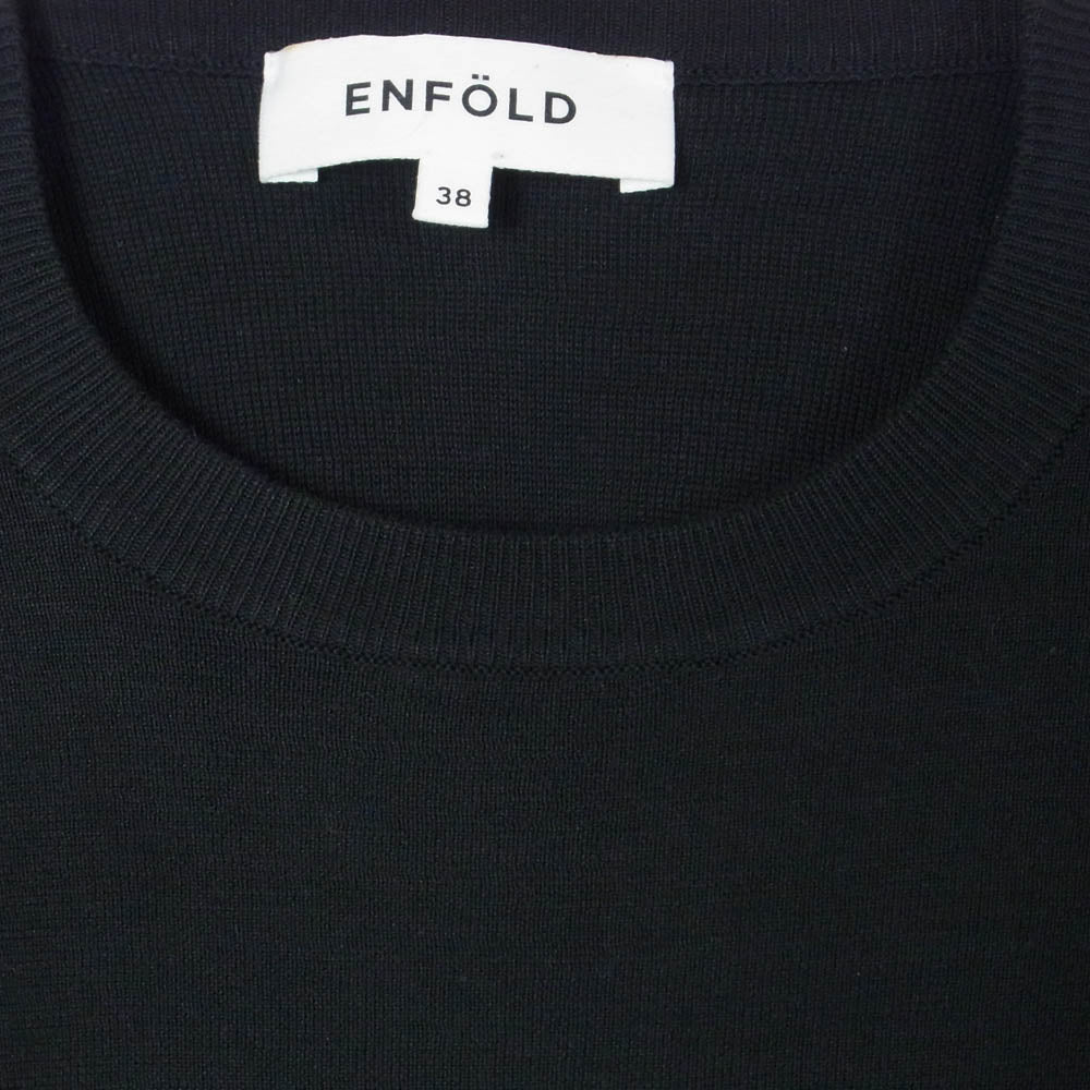 ENFOLD エンフォルド 300CS3700150 袖ボリューム ニット切替 セーター ブラック系 38【美品】【中古】