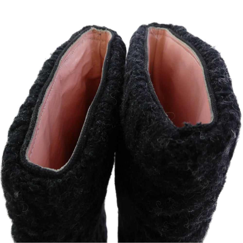 mina perhonen ミナペルホネン レザーコンビ ニット切替 ロングブーツ ブラック系 24cm【中古】