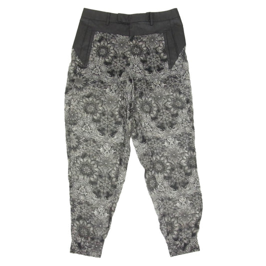 HELMUT LANG ヘルムートラング エスニック花柄 裏地シルク シアー ジョガーパンツ ブラック系 2【中古】