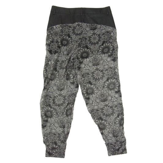 HELMUT LANG ヘルムートラング エスニック花柄 裏地シルク シアー ジョガーパンツ ブラック系 2【中古】