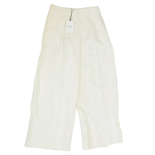 theory セオリー リネン 無地 タック ワイド パンツ ホワイト系 00【中古】