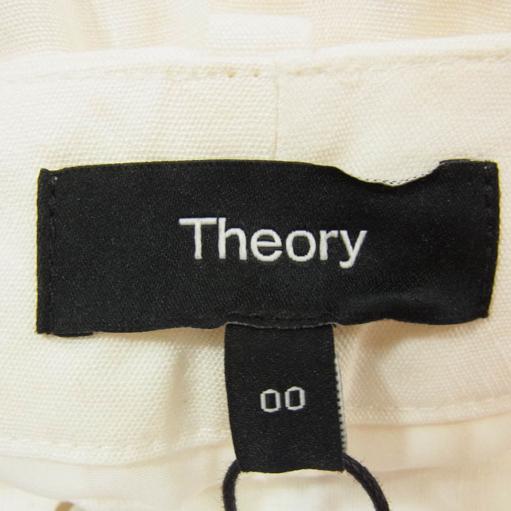 theory セオリー リネン 無地 タック ワイド パンツ ホワイト系 00【中古】