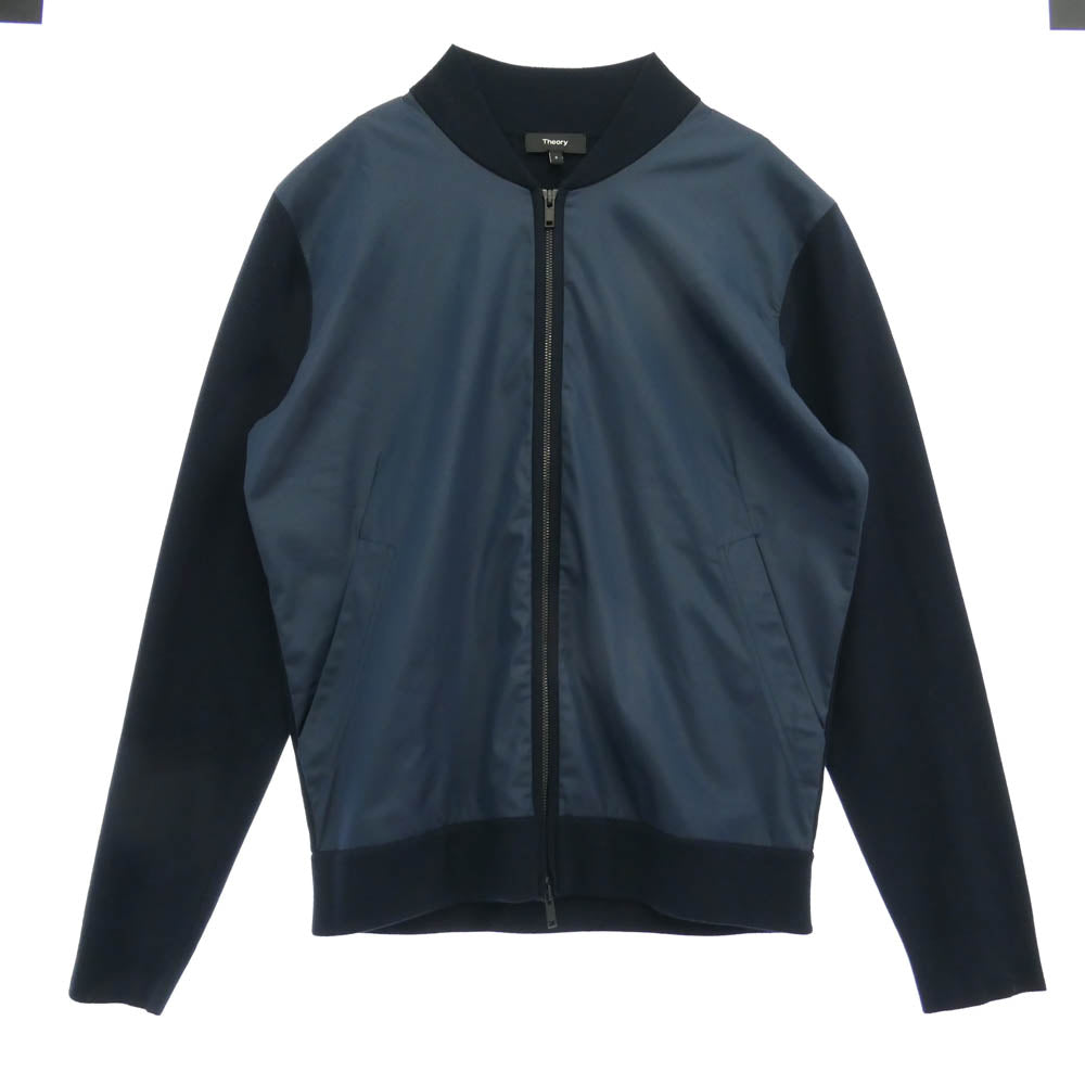 theory セオリー 背面袖スウェット切替 ジップアップ ブルゾン ジャケット ネイビー系 S【中古】