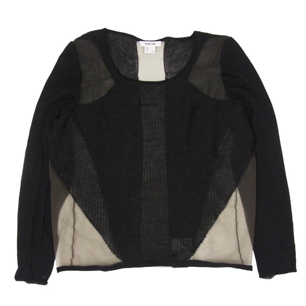 HELMUT LANG ヘルムートラング シアー ニット トップス 長袖 カットソー ブラック系 S【中古】