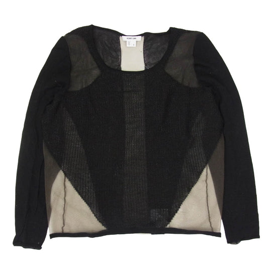 HELMUT LANG ヘルムートラング シアー ニット トップス 長袖 カットソー ブラック系 S【中古】