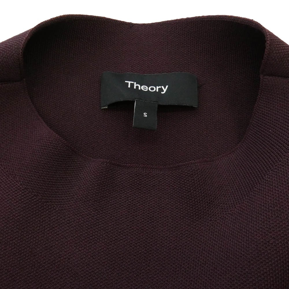 theory セオリー 22AW Satin Texture Plt Combo DR サテン テクスチャー ノースリーブ プリーツ ワンピース ワインレッド系 S【中古】