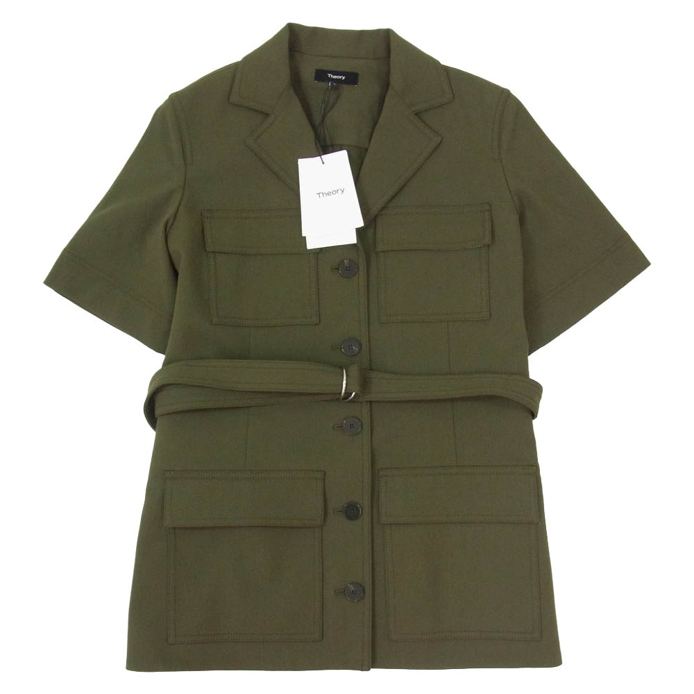 theory セオリー 23SS Neoteric Twill SS Safari JKT ネオトリック ツイル サファリ ジャケット テーラード 半袖 カーキ系 S【新古品】【未使用】【中古】