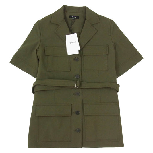 theory セオリー 23SS Neoteric Twill SS Safari JKT ネオトリック ツイル サファリ ジャケット テーラード 半袖 カーキ系 S【新古品】【未使用】【中古】