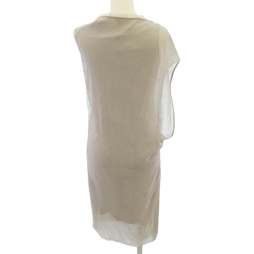 HELMUT LANG ヘルムートラング 裏地シルク ドレープ ノースリーブ ワンピース ベージュ ベージュ系【中古】