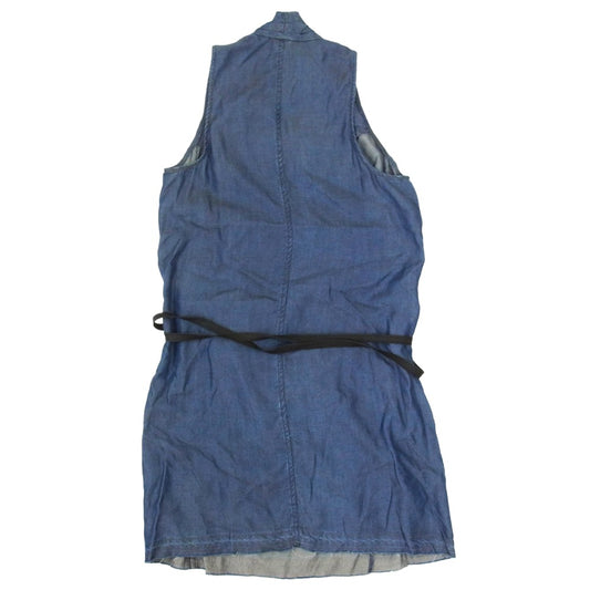 HELMUT LANG ヘルムートラング ダンガリー ドレープ ノースリーブ ワンピース インディゴブルー系 4【新古品】【未使用】【中古】
