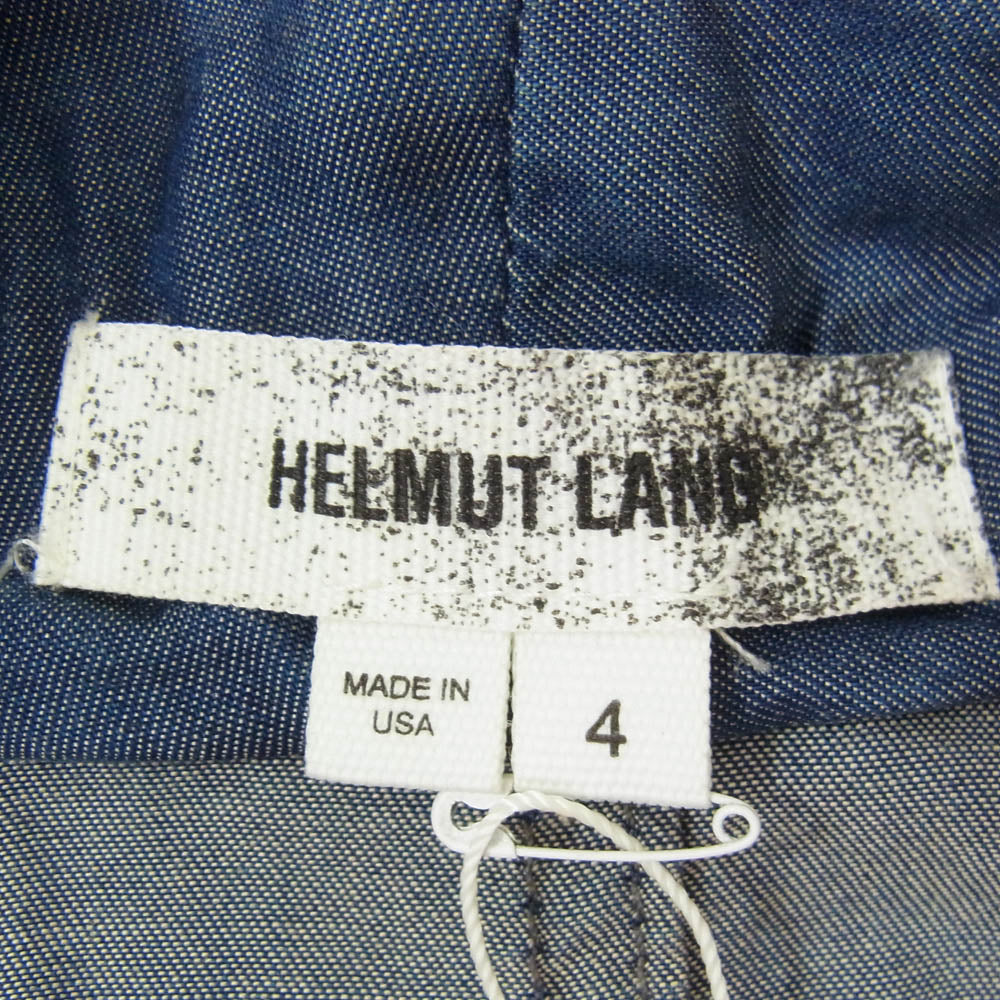 HELMUT LANG ヘルムートラング ダンガリー ドレープ ノースリーブ ワンピース インディゴブルー系 4【新古品】【未使用】【中古】