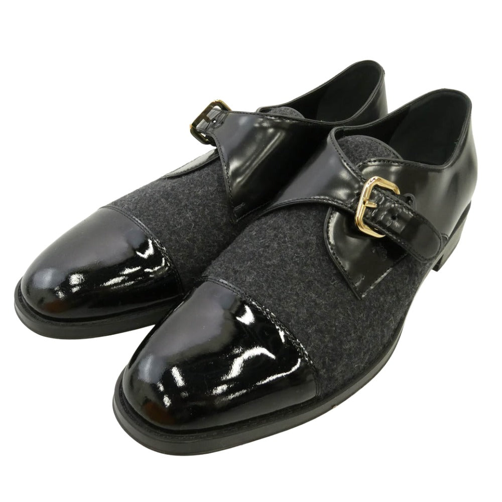 TOD’S トッズ レザー モンクストラップ ローファー ビジネス シューズ ブラック系 38【美品】【中古】