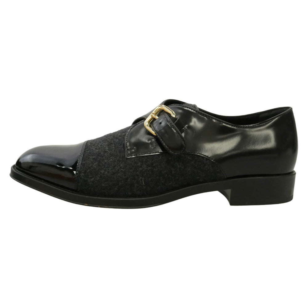 TOD’S トッズ レザー モンクストラップ ローファー ビジネス シューズ ブラック系 38【美品】【中古】
