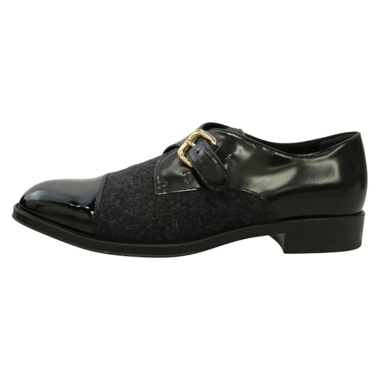 TOD’S トッズ レザー モンクストラップ ローファー ビジネス シューズ ブラック系 38【美品】【中古】