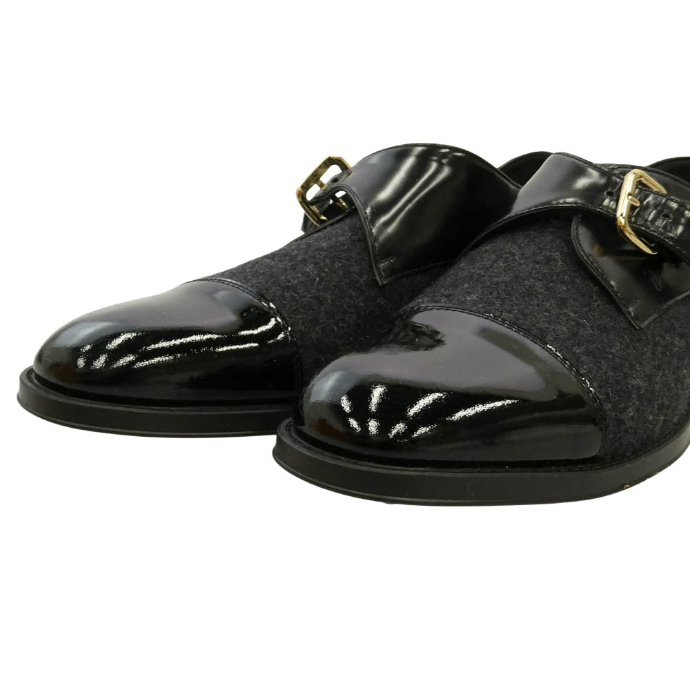 TOD’S トッズ レザー モンクストラップ ローファー ビジネス シューズ ブラック系 38【美品】【中古】