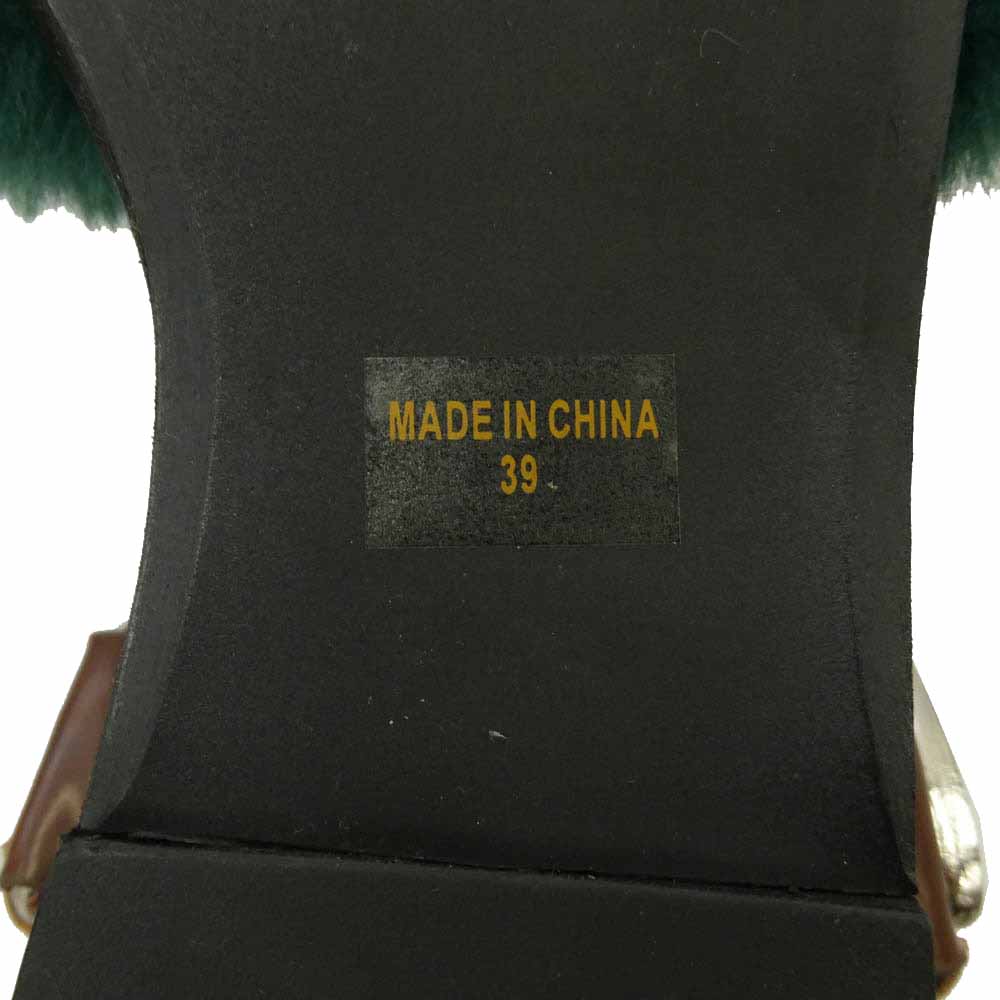 MIHARA YASUHIRO ミハラヤスヒロ ウエスタンストラップ ファー サンダル ブラウン系 グリーン系 39【美品】【中古】